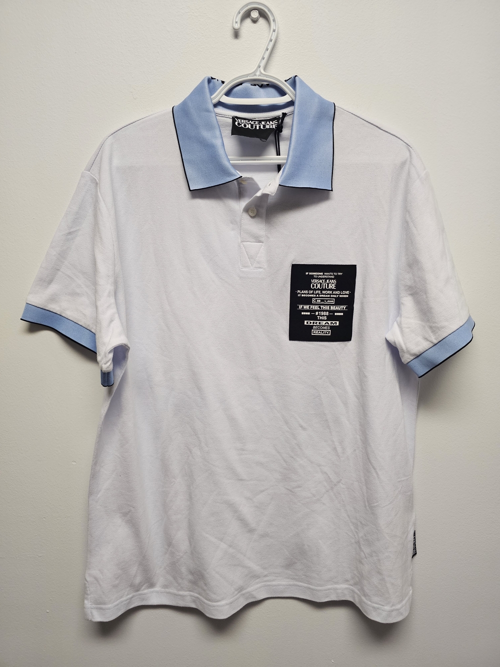 Versace Jeans Collection White & Light Blue Polo Shirt
